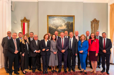 Ed Davey picture with over a dozen EU ambassadors